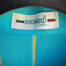 Switch Richard Vintage 70s Disco Striped Short Sleeve Polo Shirt Teal Men M Grandpacore 2 image