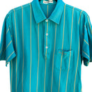 Switch Richard Vintage 70s Disco Striped Short Sleeve Polo Shirt Teal Men M Grandpacore 3 image
