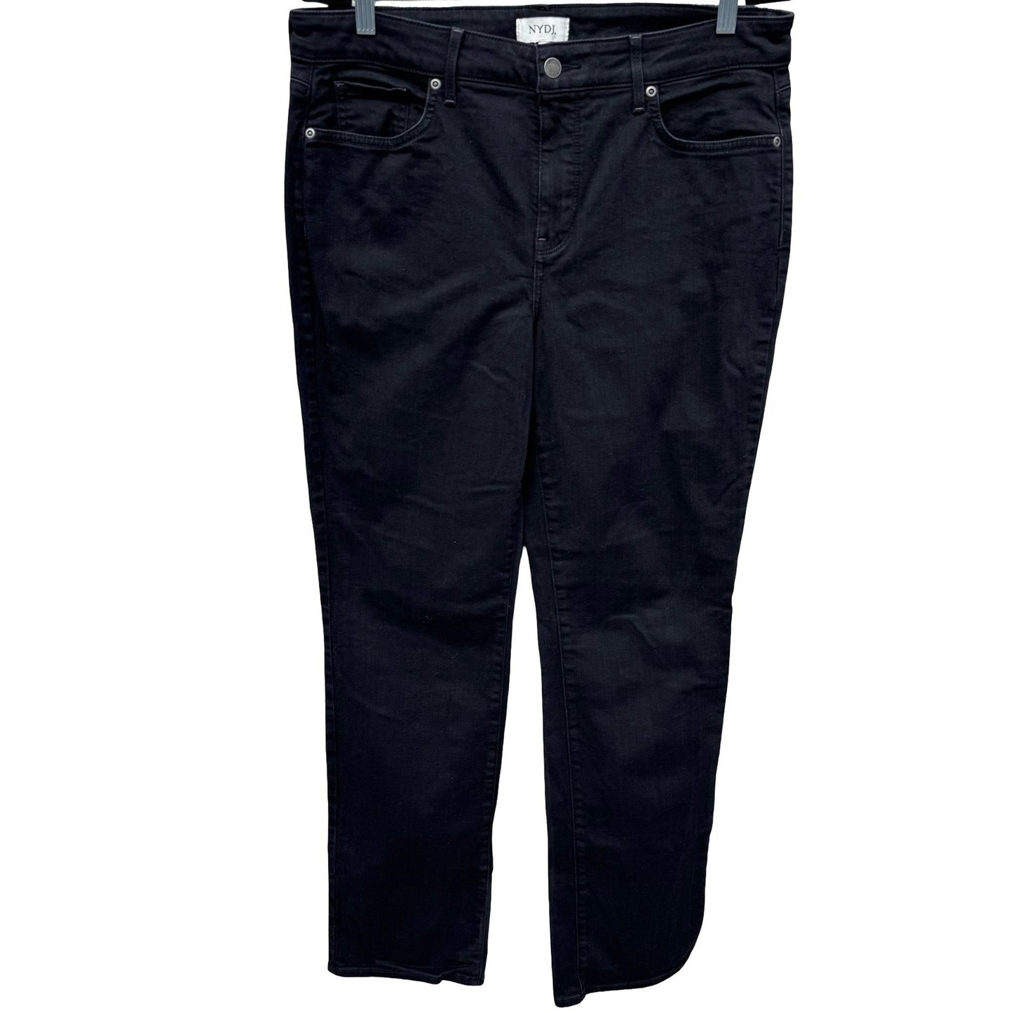 NYDJ Womens 12 Black Straight Leg Denim Jeans Lift Tuck Technology Stretch Comfy