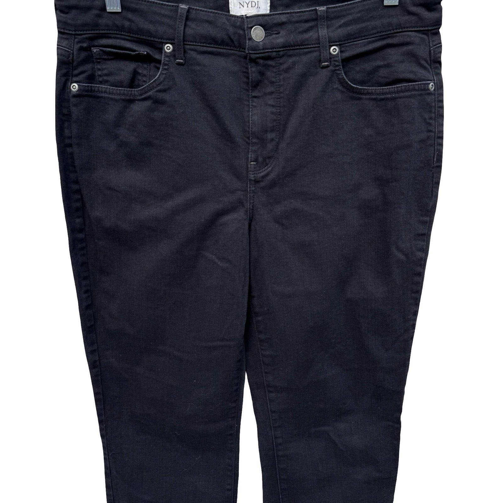 NYDJ Womens 12 Black Straight Leg Denim Jeans Lift Tuck Technology Stretch Comfy