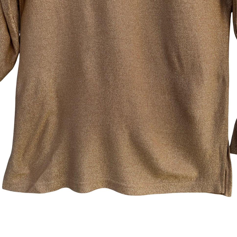Cervelle Vintage Womens Glam Gold Metallic Long Sleeve Mock Neck Party Sweater S