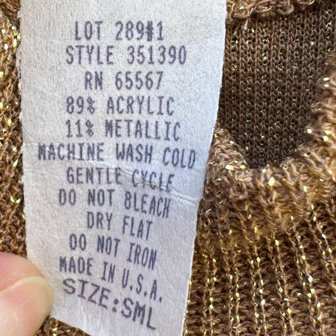 Cervelle Vintage Womens Glam Gold Metallic Long Sleeve Mock Neck Party Sweater S