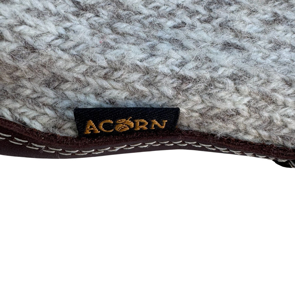 Acorn Original Slipper Socks Grey Ragg Wool-Blend XXS Leather Sole Cloud Cushion
