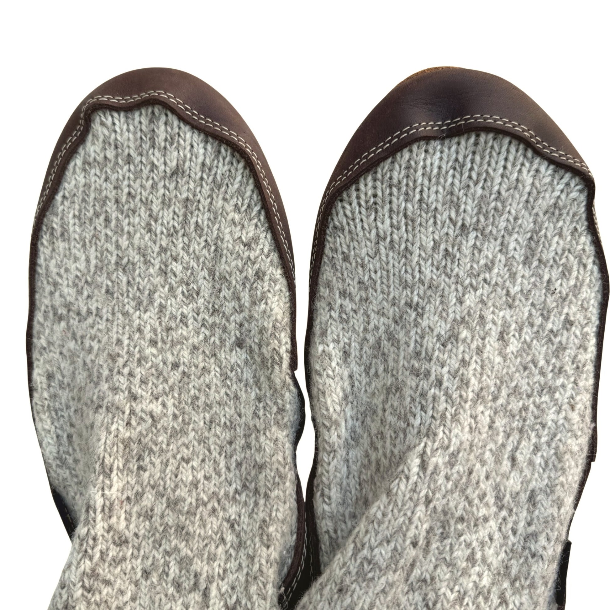 Acorn Original Slipper Socks Grey Ragg Wool-Blend XXS Leather Sole Cloud Cushion