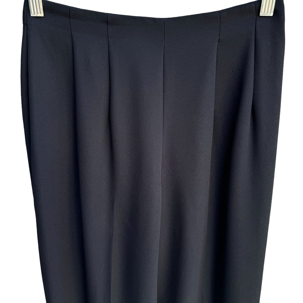 Liz Claiborne Petites Black Pleated 1/2 Elastic Waist Straight Leg Dress Pants 4