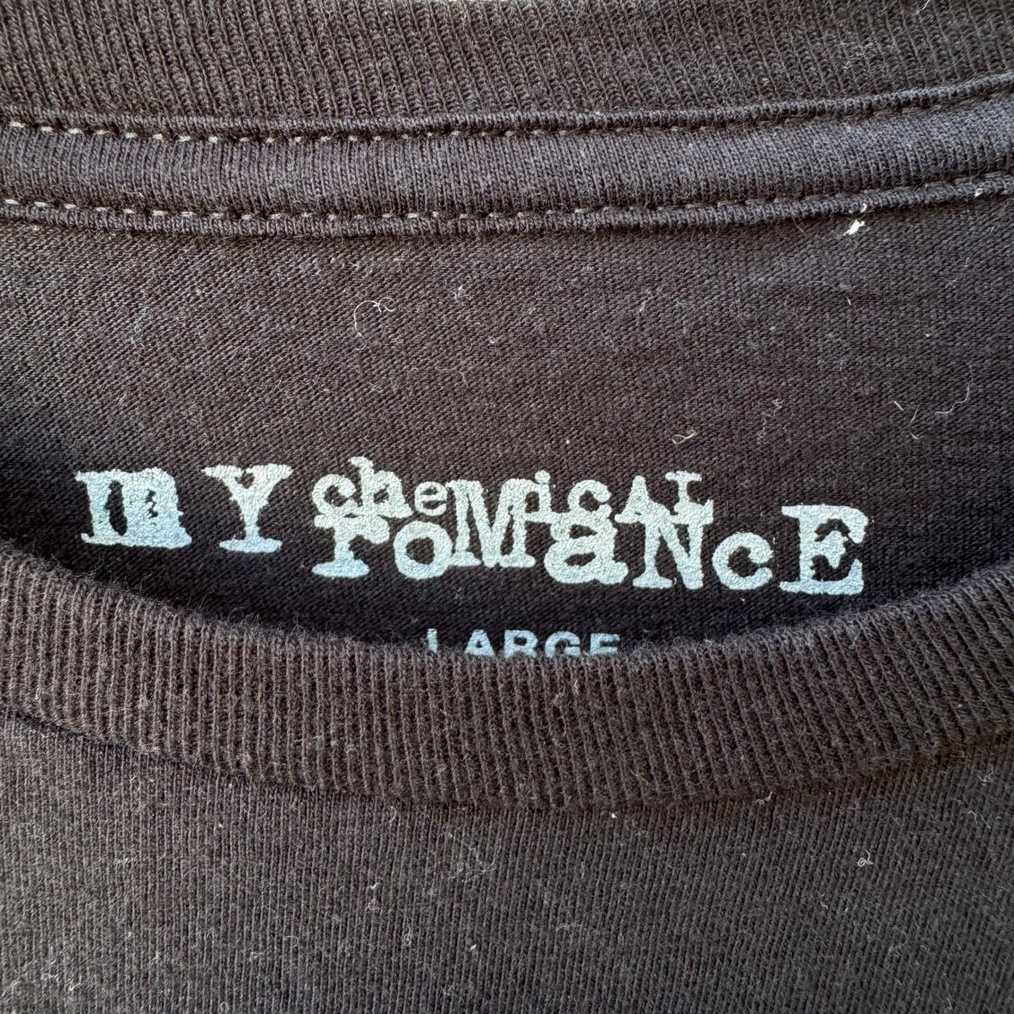 My Chemical Romance MCR Black Graphic T-Shirt Let's All Be Friends Roses L Emo