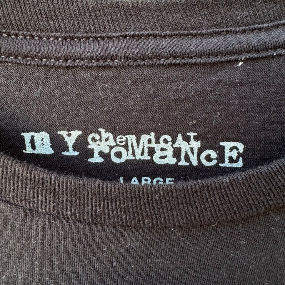 My Chemical Romance MCR Black Graphic T-Shirt Let's All Be Friends Roses L Emo