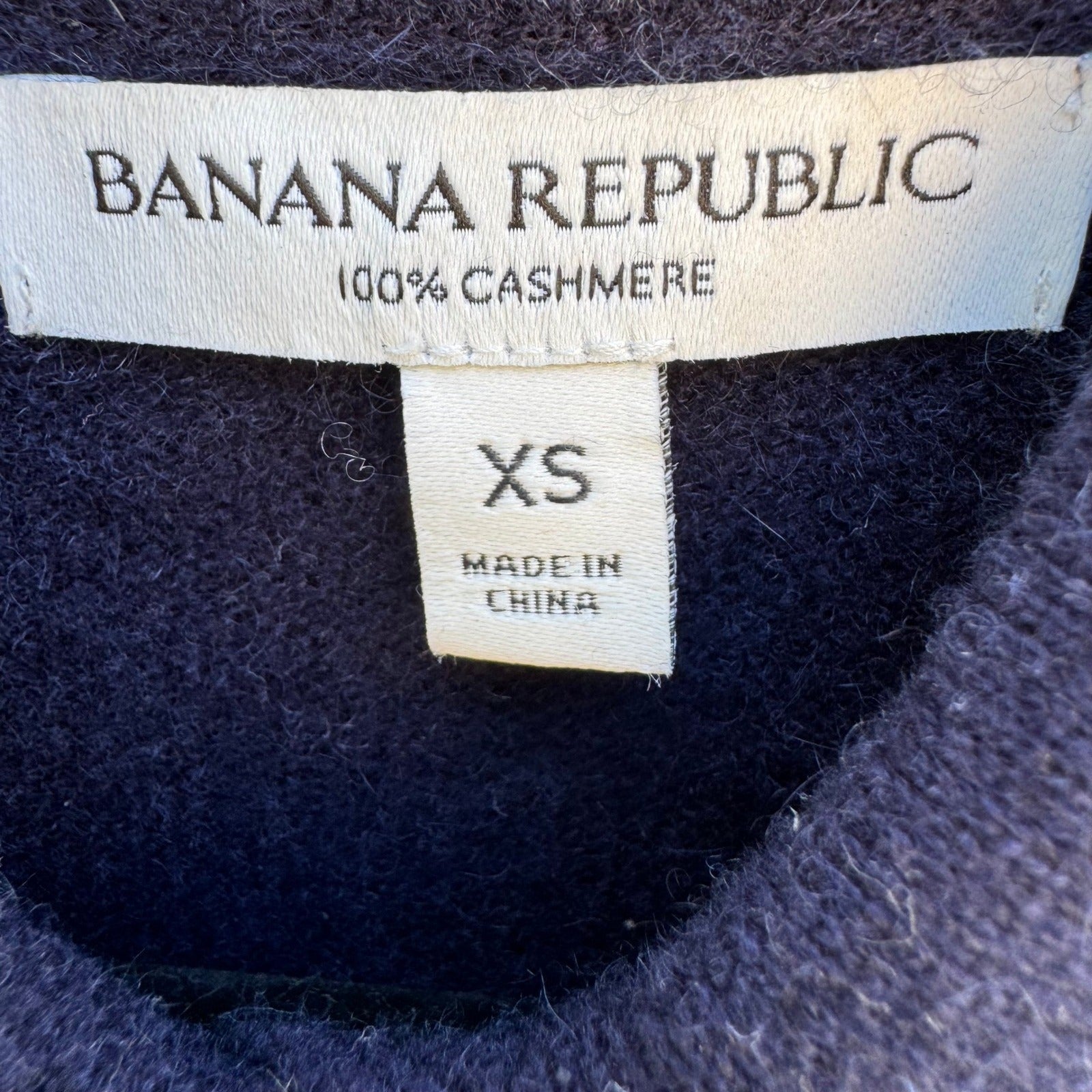 Banana Republic Cashmere Preppy Old Money Polo Capsule Sweater Navy Womens XS