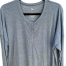 Switch So Ribbed Henley Top Minimalist Snap Button Loungewear Layering Weekend Blue L 3 image