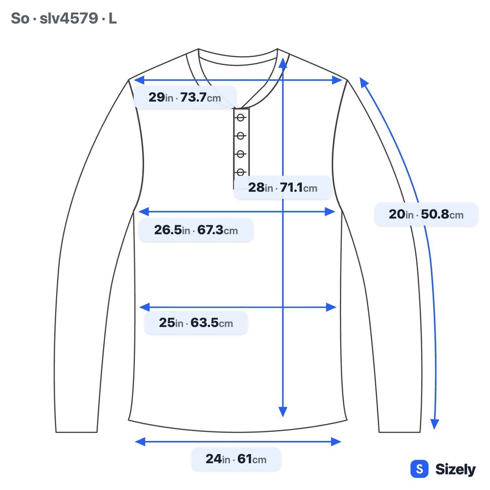 So Ribbed Henley Top Minimalist Snap Button Loungewear Layering Weekend Blue L