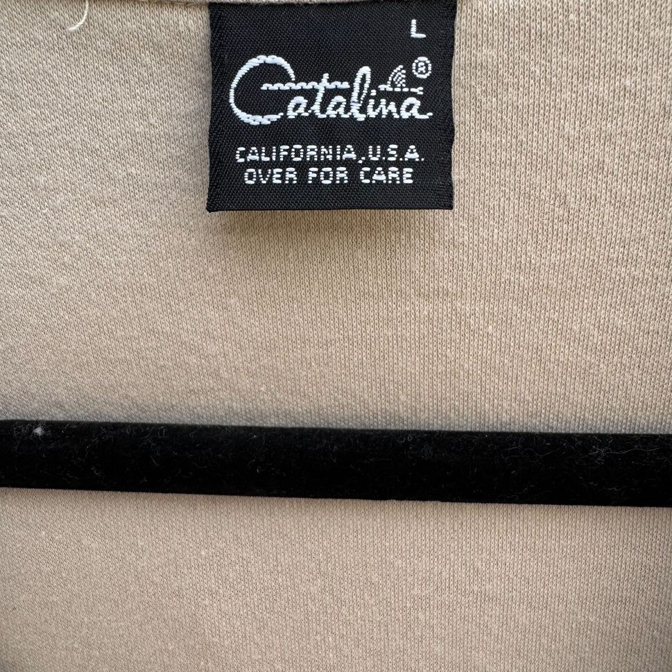 Catalina Vintage 60s 70s Womens Tan Sailor Collar Sleeveless Nautical Shirt L