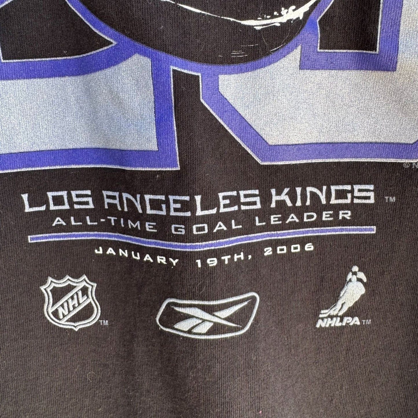 LA Kings Hockey Reebok King Of Kings 20th Anniversary Luc Robitaille T-Shirt L