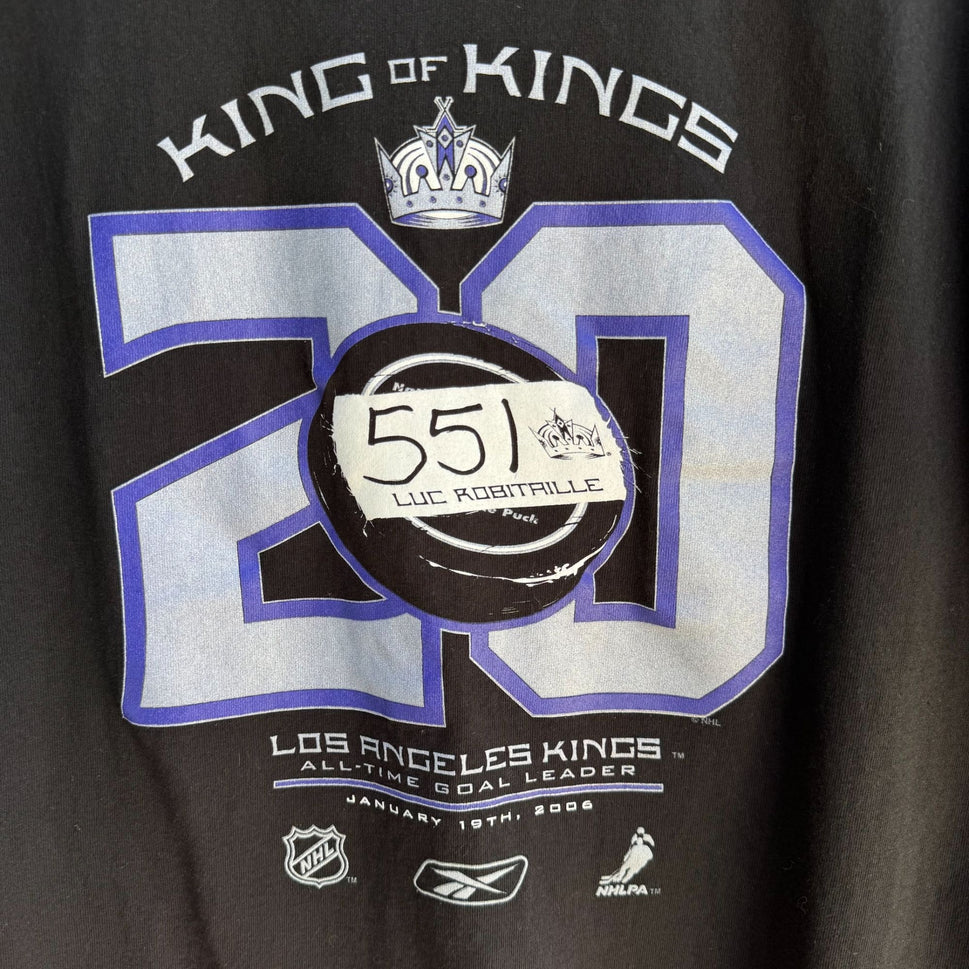 LA Kings Hockey Reebok King Of Kings 20th Anniversary Luc Robitaille T-Shirt L