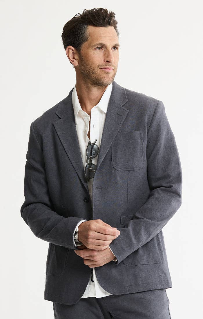 Linen Blend Blazer: INDIGO / M