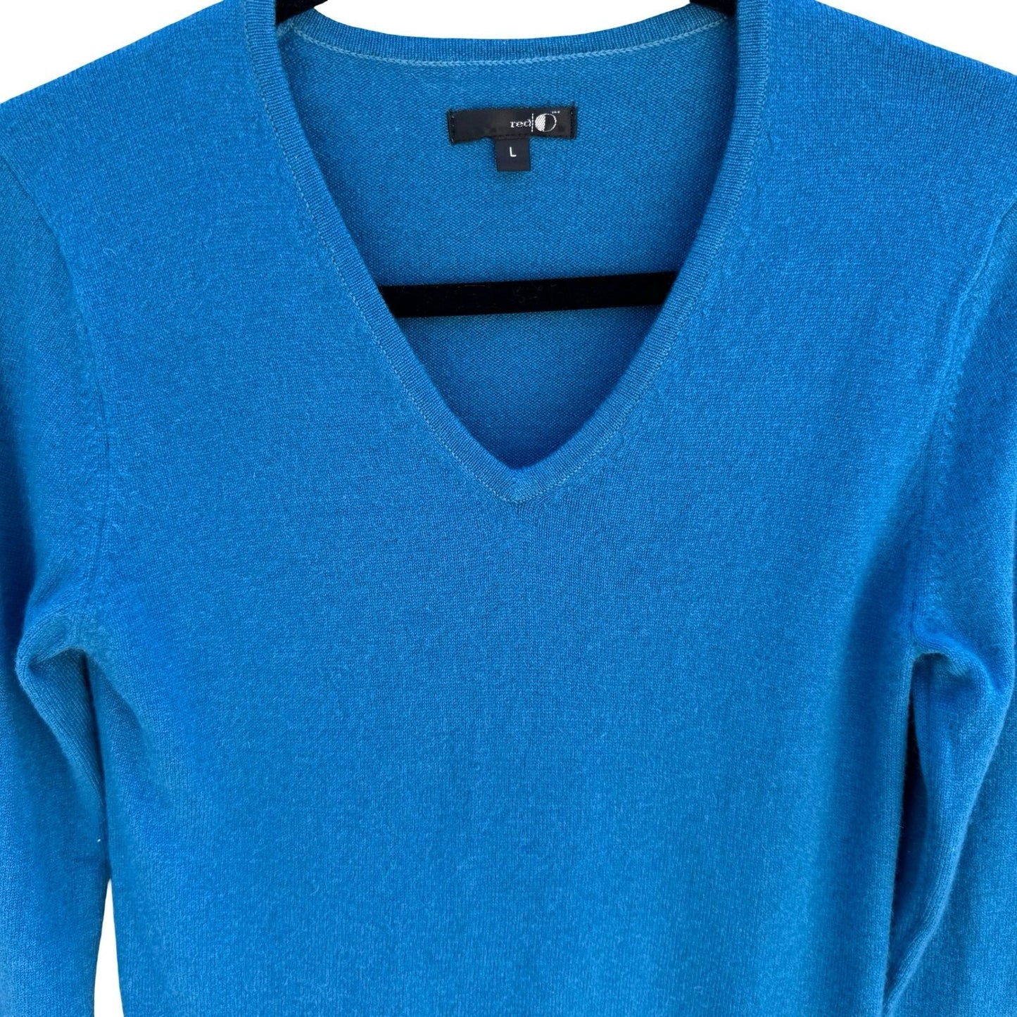 Red Hot Cashmere V-Neck Sweater Teal Luxury Womens S Minimalist Quiet Luxury