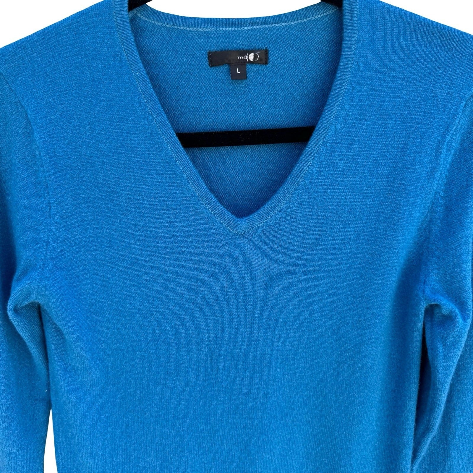 Red Hot Cashmere V-Neck Sweater Teal Luxury Womens S Minimalist Quiet Luxury