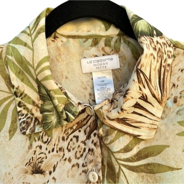 Liz Claiborne Woman Floral Lightweight Semi Sheer Women's Hawaiian Golf Shirt