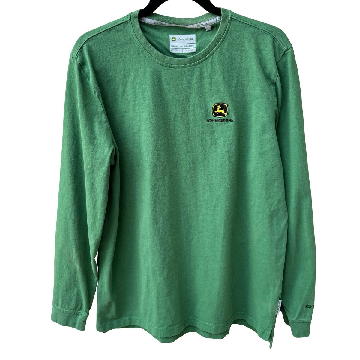 John Deere Embroidered Logo Farming Workwear Long Sleeve T-Shirt Green Mens M