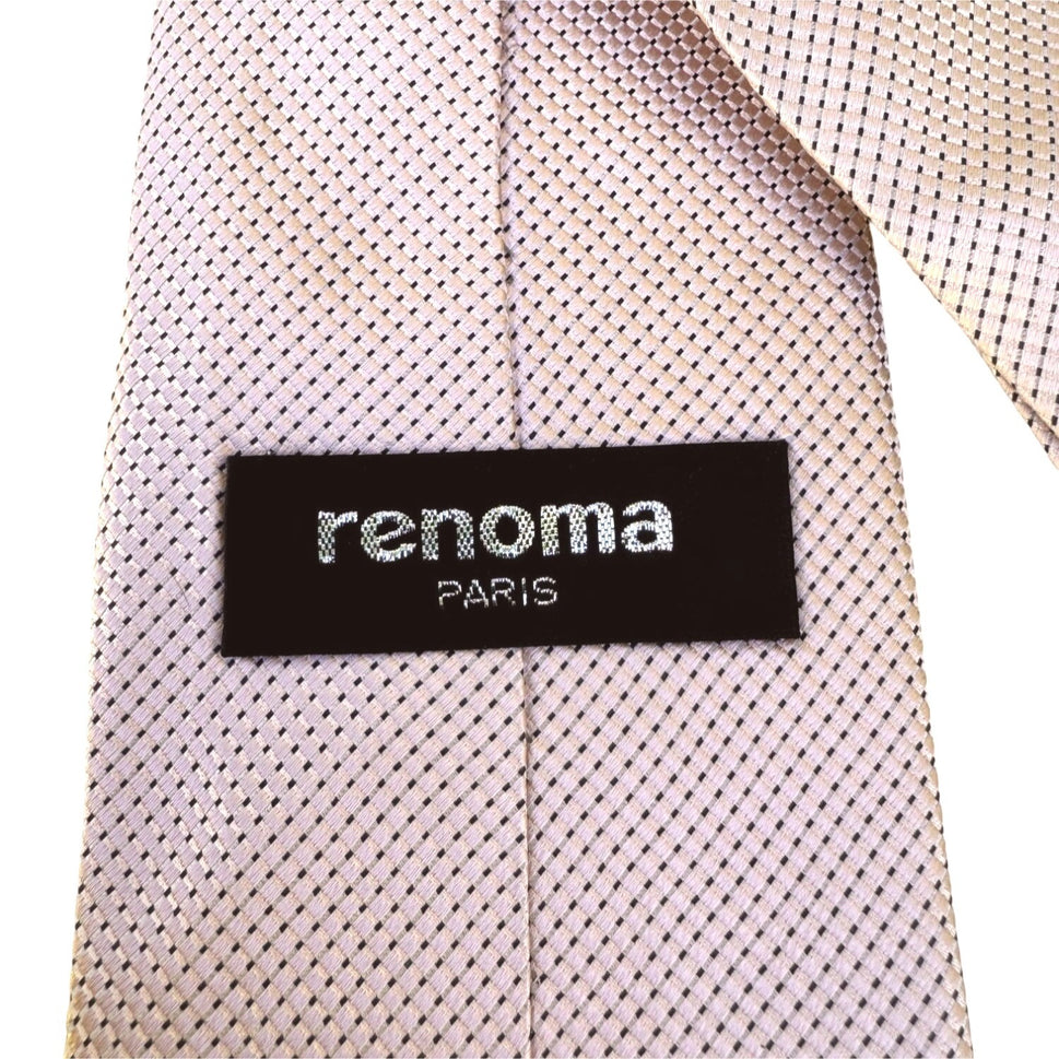 Renoma Paris Pale Pink Small Checkbox Pattern Men's Silk Tie Necktie - NWT's