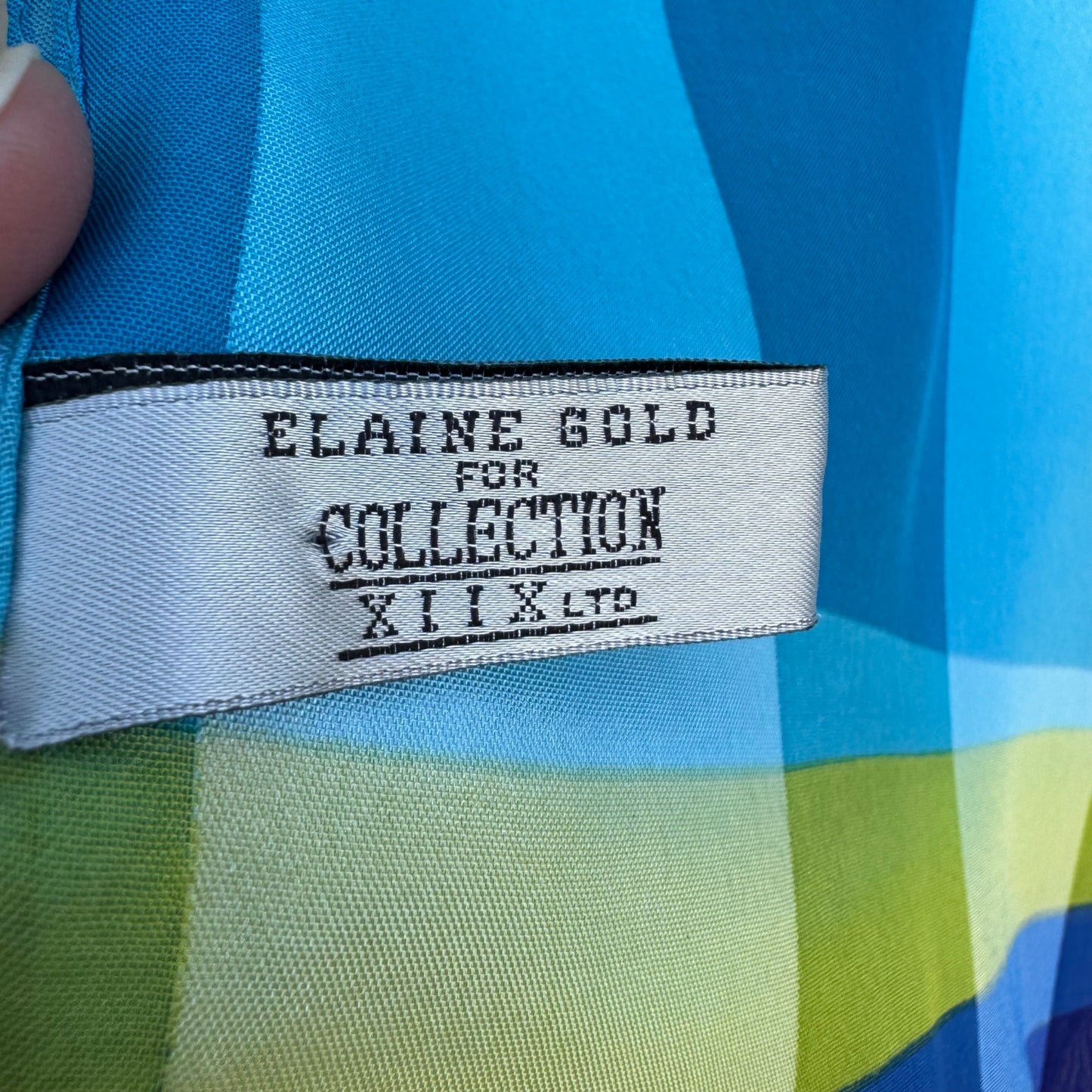 Elaine Gold For Collection XIIIX Vintage Lightweight Plaid Blue Green Scarf Wrap