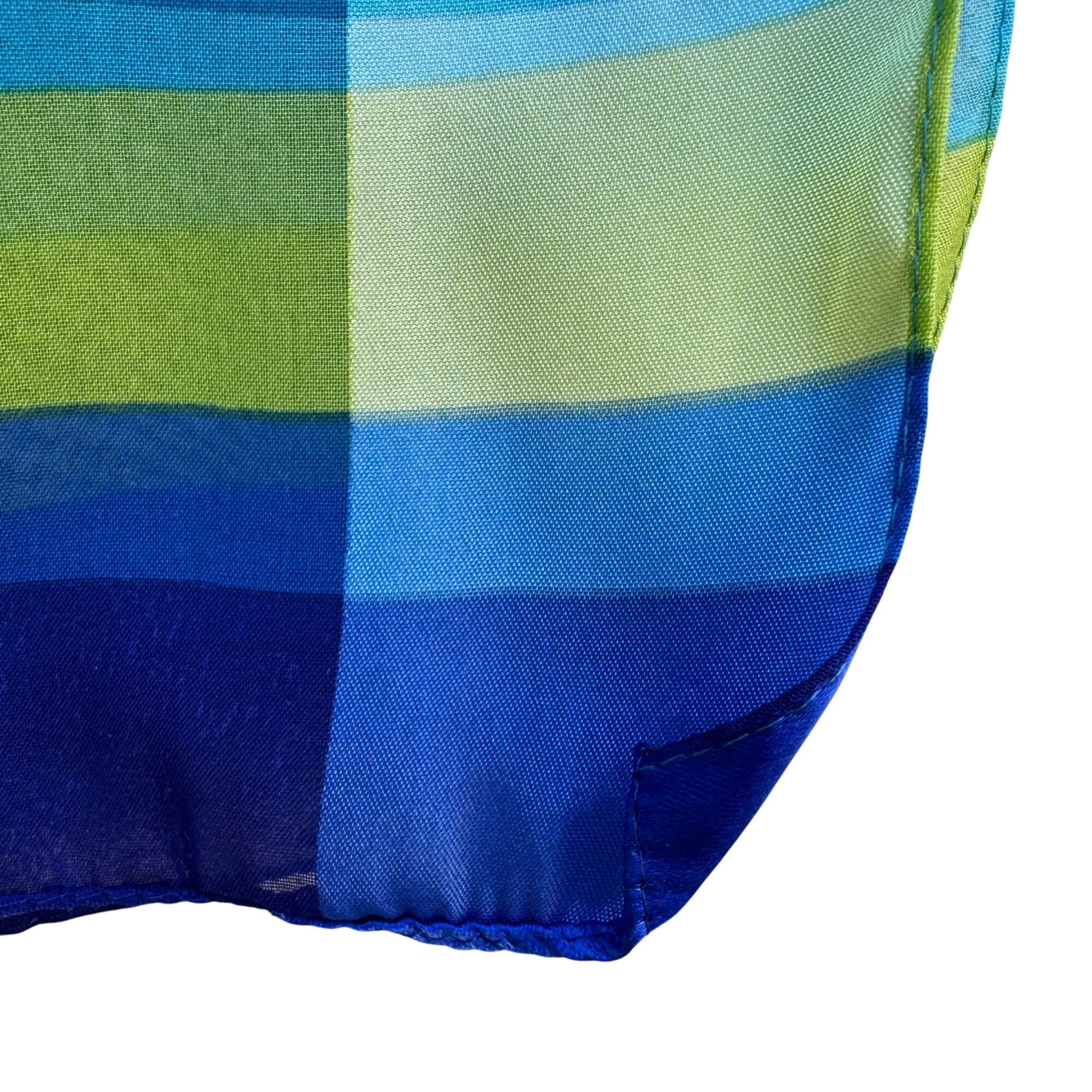 Elaine Gold For Collection XIIIX Vintage Lightweight Plaid Blue Green Scarf Wrap