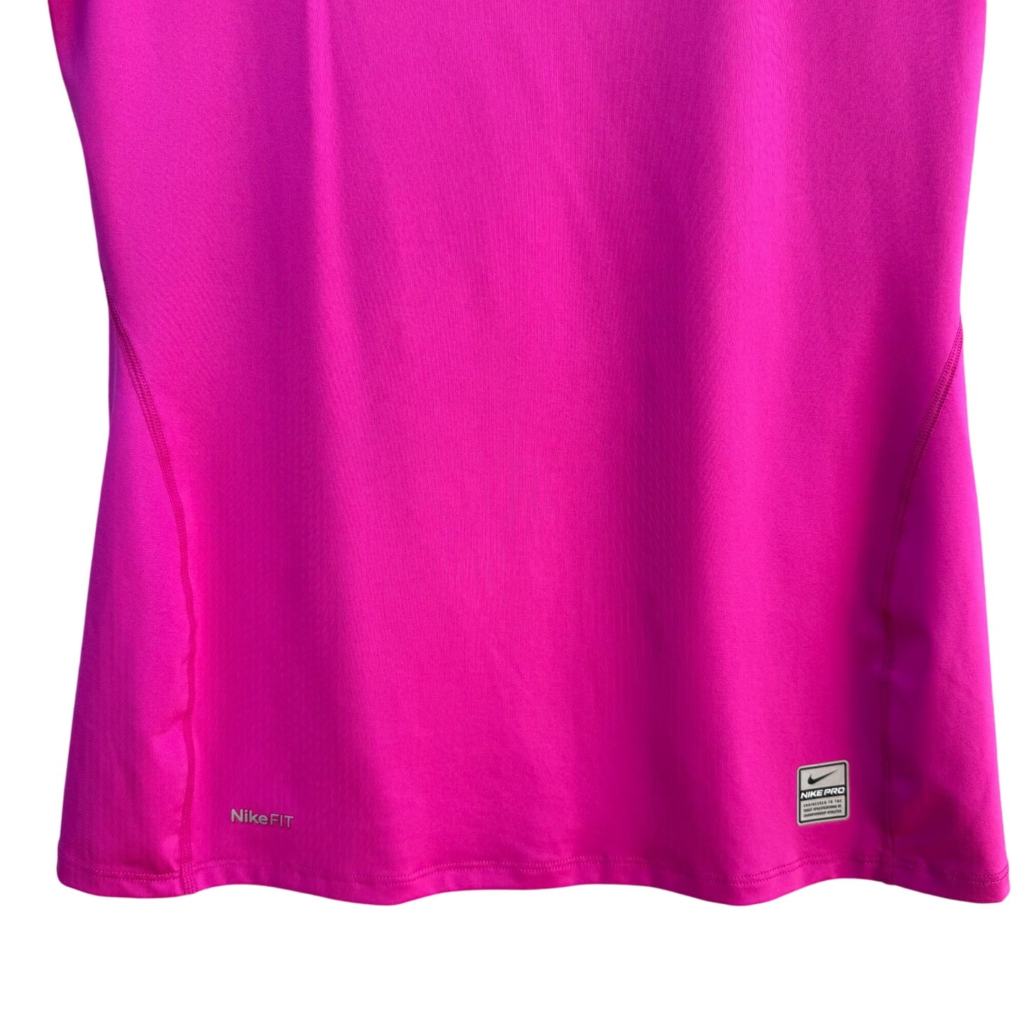 Nike Pro Womens Pink Workout V-Neck Dri-Fit Compression Athletic Workout Shirt M