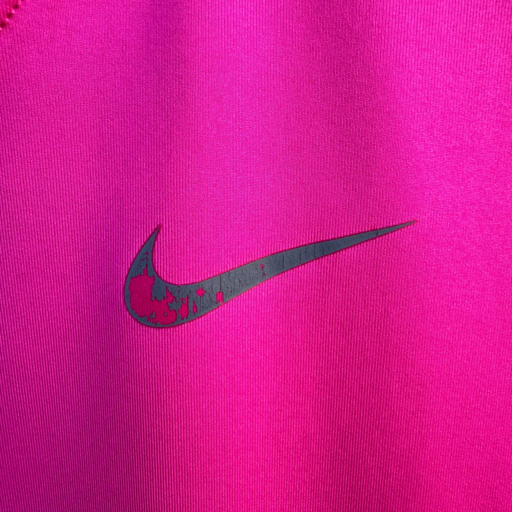 Nike Pro Womens Pink Workout V-Neck Dri-Fit Compression Athletic Workout Shirt M
