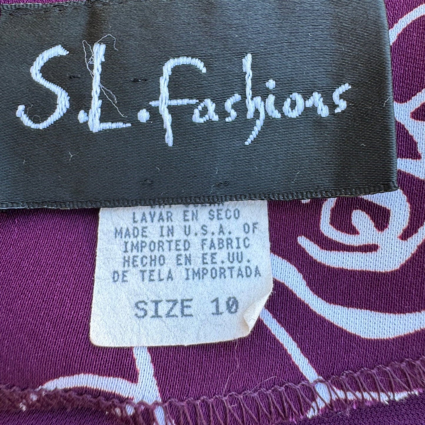 SL Fashions Vintage Purple Floral Rose Cowl Neck Midi Dress Womens 10 Romantic