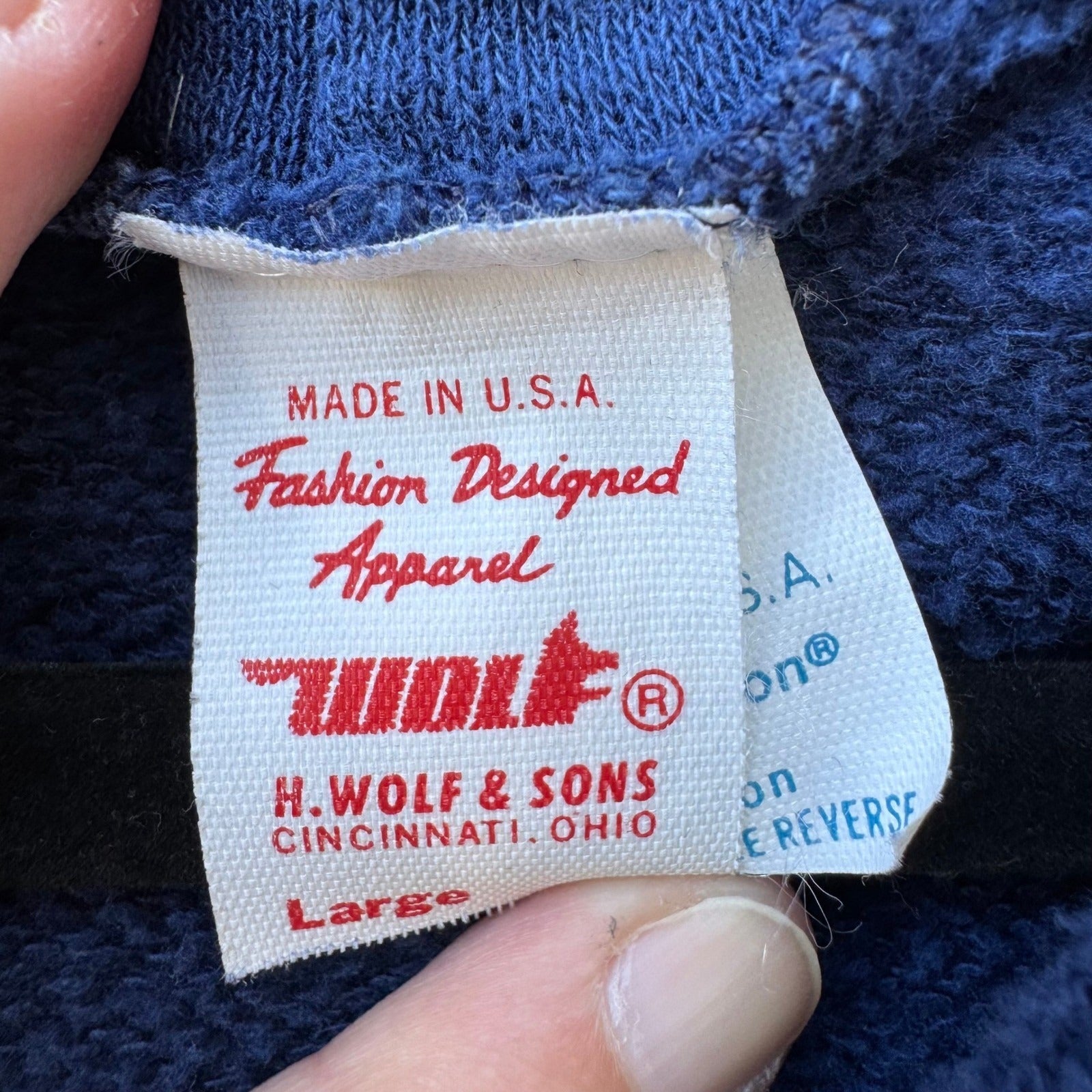 UCSB Vintage 60s H Wolf & Sons Santa Barbara Full Zip Hoodie Blue USA Made Large