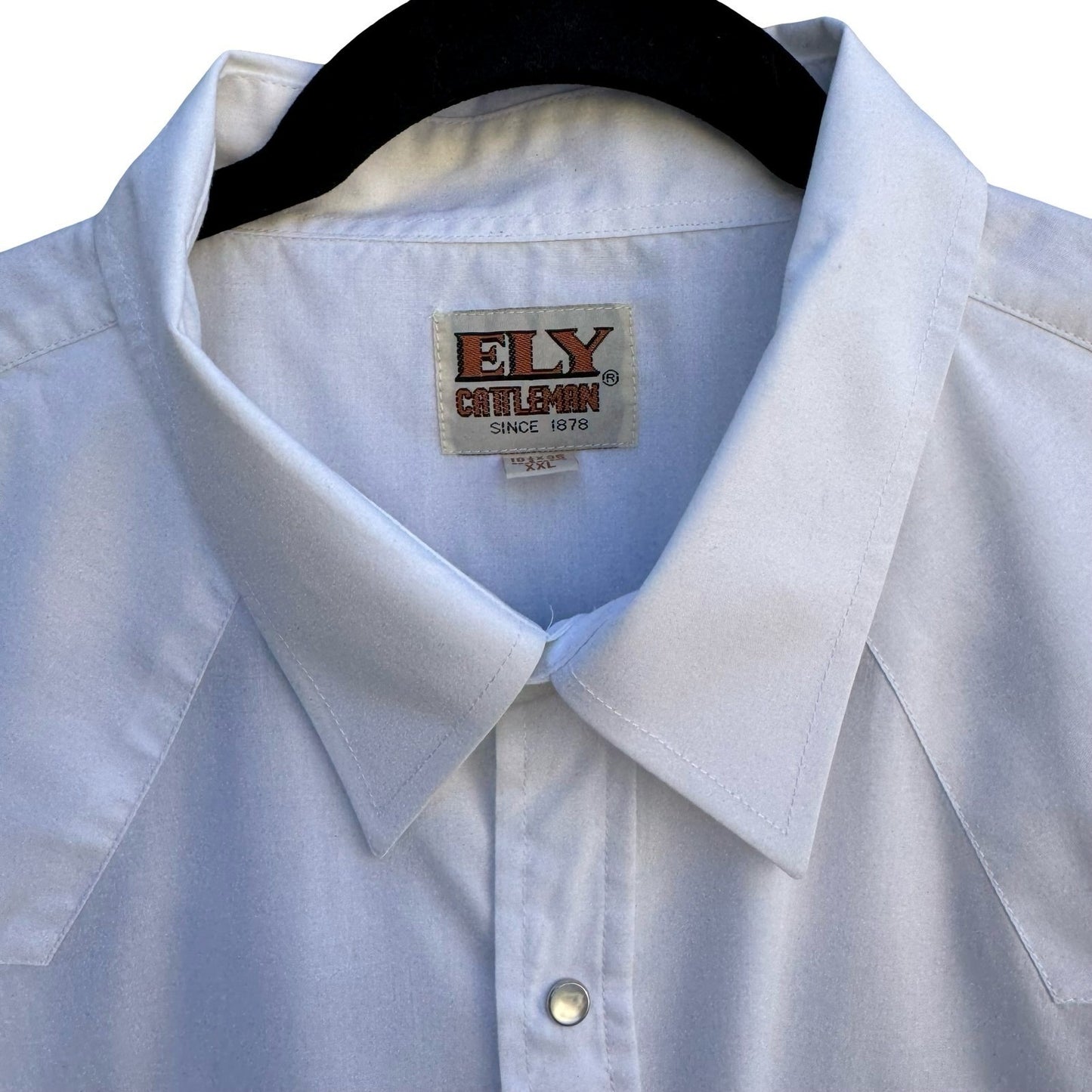 Ely Cattleman Mens XXL White Western Pearl Snap Long Sleeve Shirt 18.5 x 35