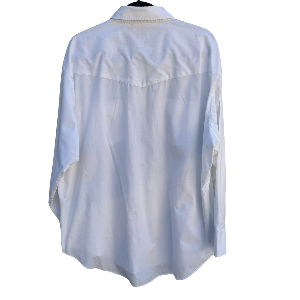Ely Cattleman Mens XXL White Western Pearl Snap Long Sleeve Shirt 18.5 x 35