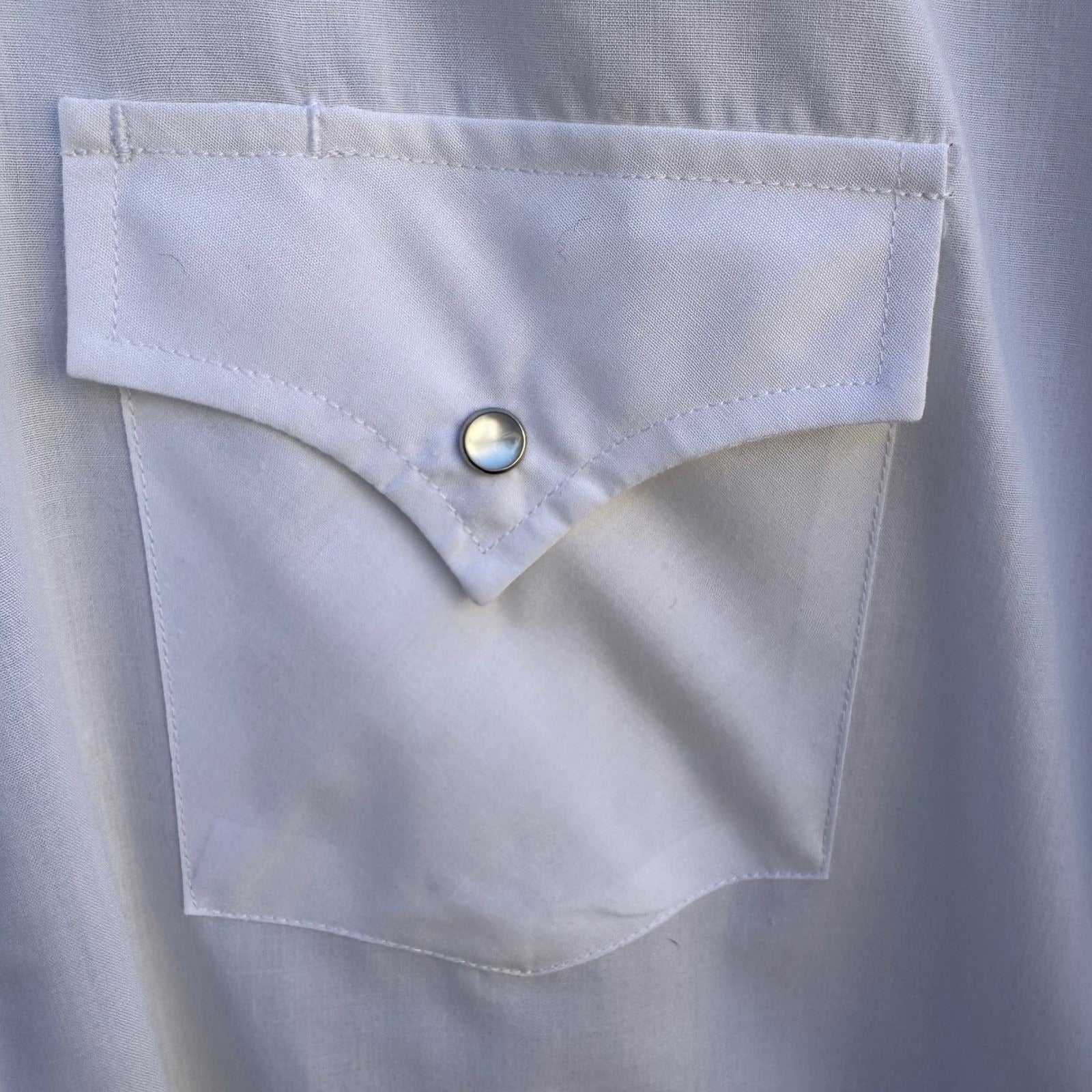 Ely Cattleman Mens XXL White Western Pearl Snap Long Sleeve Shirt 18.5 x 35