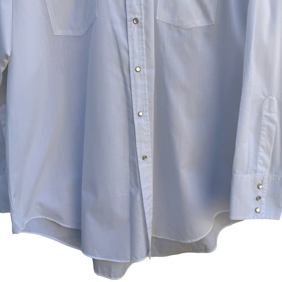 Ely Cattleman Mens XXL White Western Pearl Snap Long Sleeve Shirt 18.5 x 35