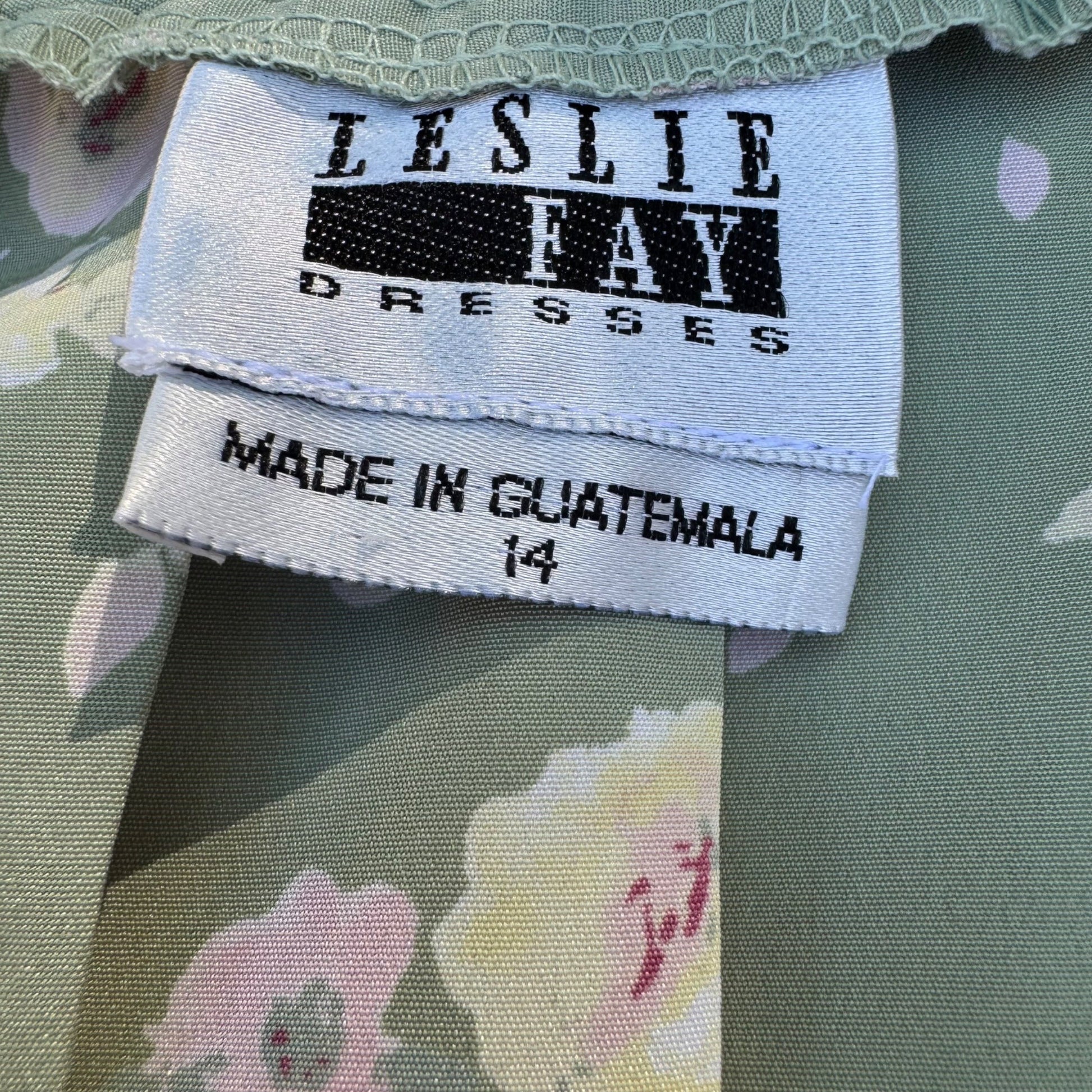 Leslie Fay Vintage Womens Green Floral Scalloped Blazer Flowy Skirt Scarf Suit 14