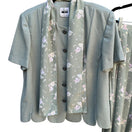 Switch Leslie Fay Vintage Womens Green Floral Scalloped Blazer Flowy Skirt Scarf Suit 14 3 image