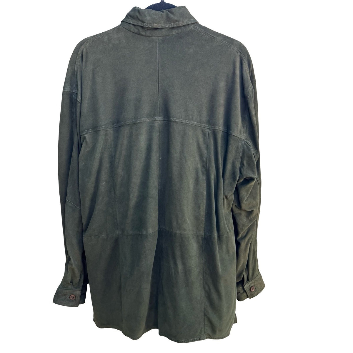 Vintage Cabincore Western Rustic Indie Faux Suede Shirt Jacket Shacket Olive