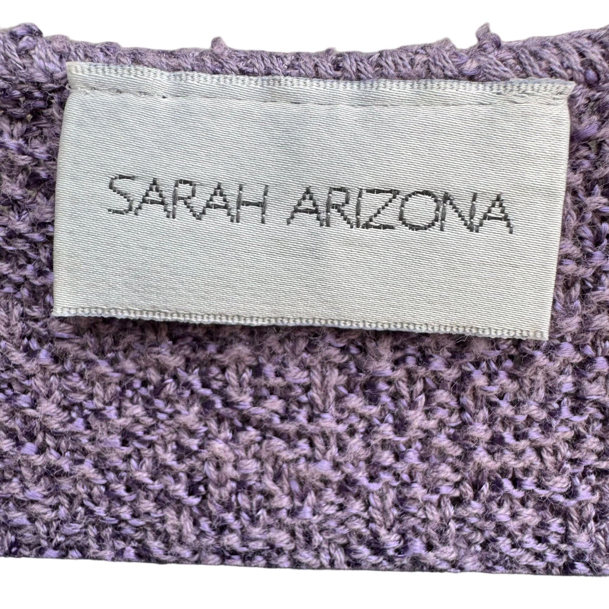 Sarah Arizona V-Neck Purple Textured Pullover Short Sleeve Cottage Knit Sweater