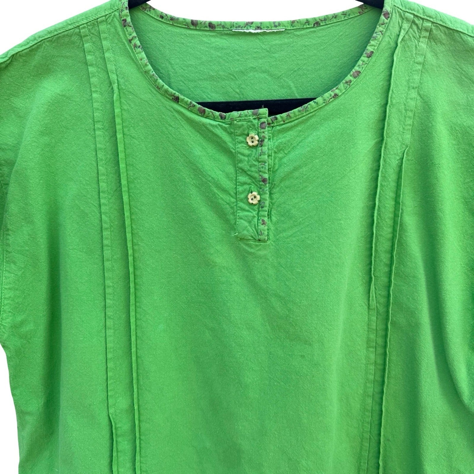 Vintage 90s Cropped Ruffle Hem Lime Pintuck Cottagecore Top Fairy Boho Peasant