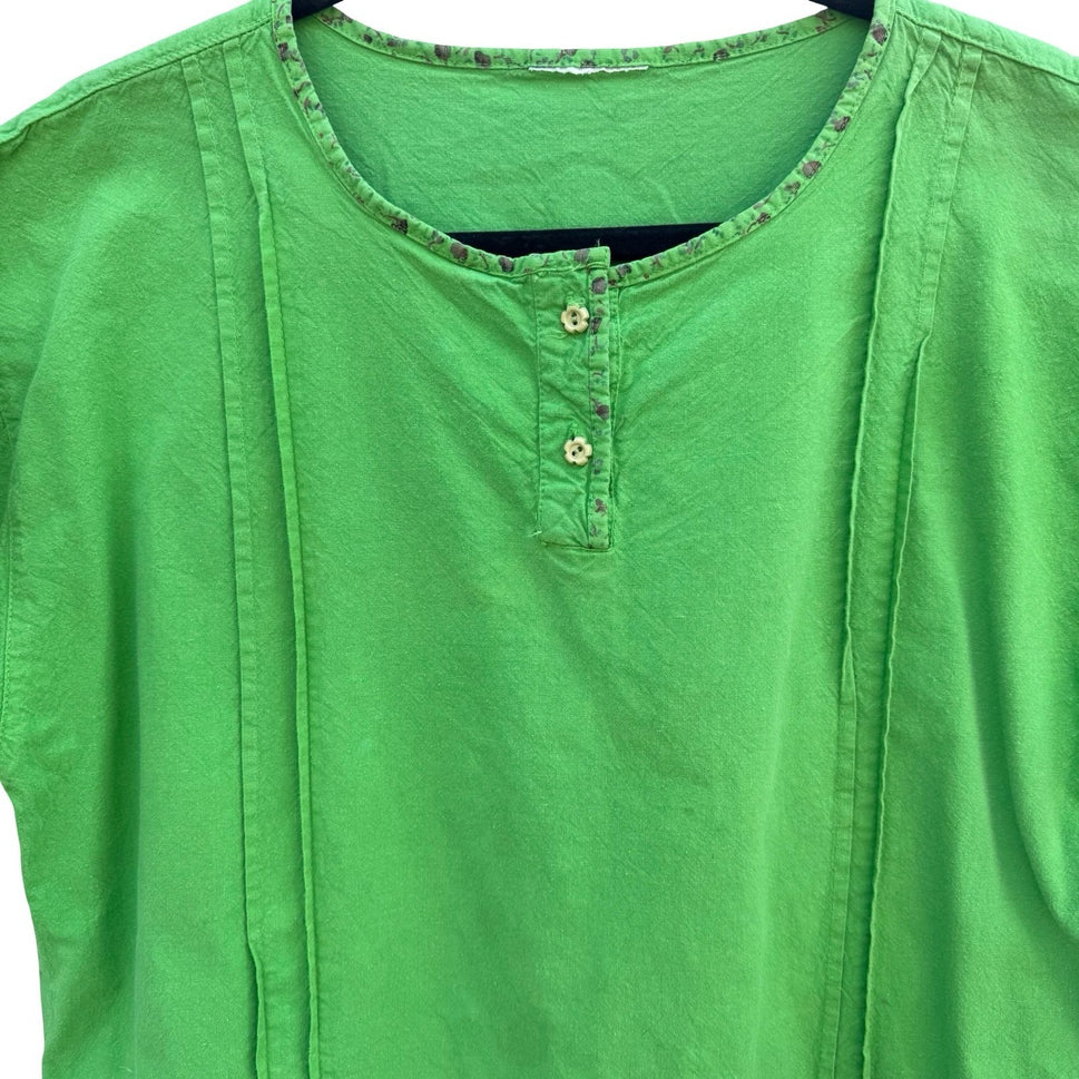 Vintage 90s Cropped Ruffle Hem Lime Pintuck Cottagecore Top Fairy Boho Peasant