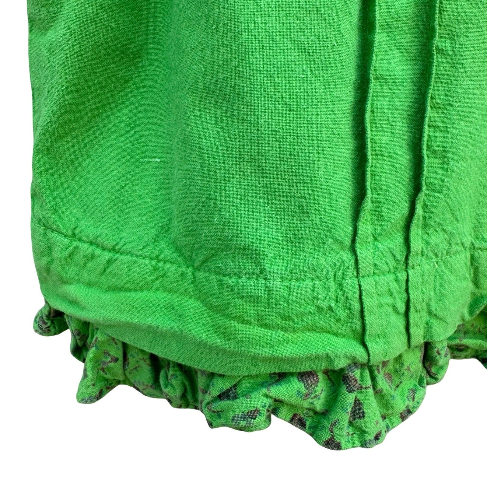 Vintage 90s Cropped Ruffle Hem Lime Pintuck Cottagecore Top Fairy Boho Peasant