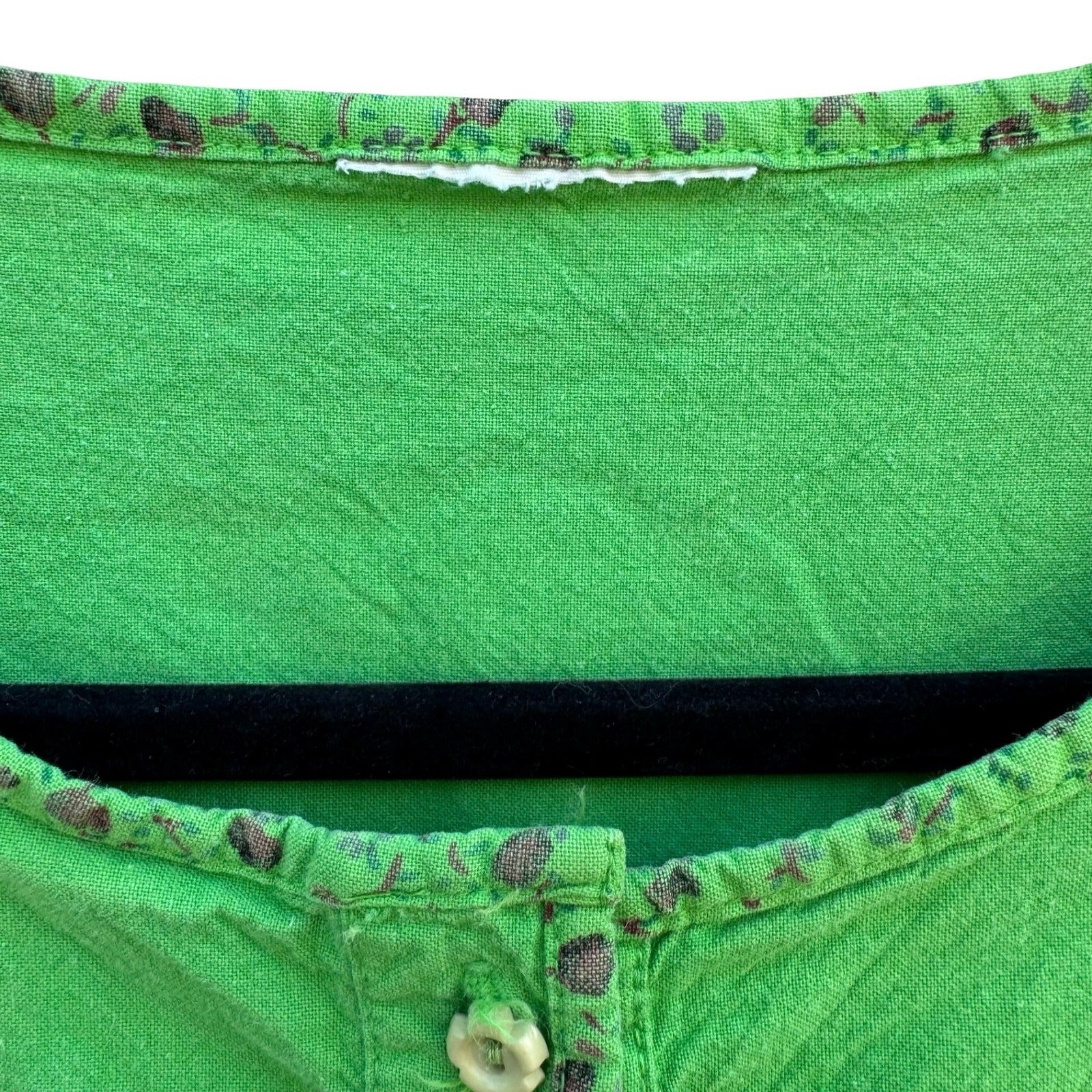 Vintage 90s Cropped Ruffle Hem Lime Pintuck Cottagecore Top Fairy Boho Peasant