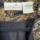 Switch Liz Claiborne Petite Blazer Jacket Black Tan Floral Paisley Frog Button Size 4P 2 image