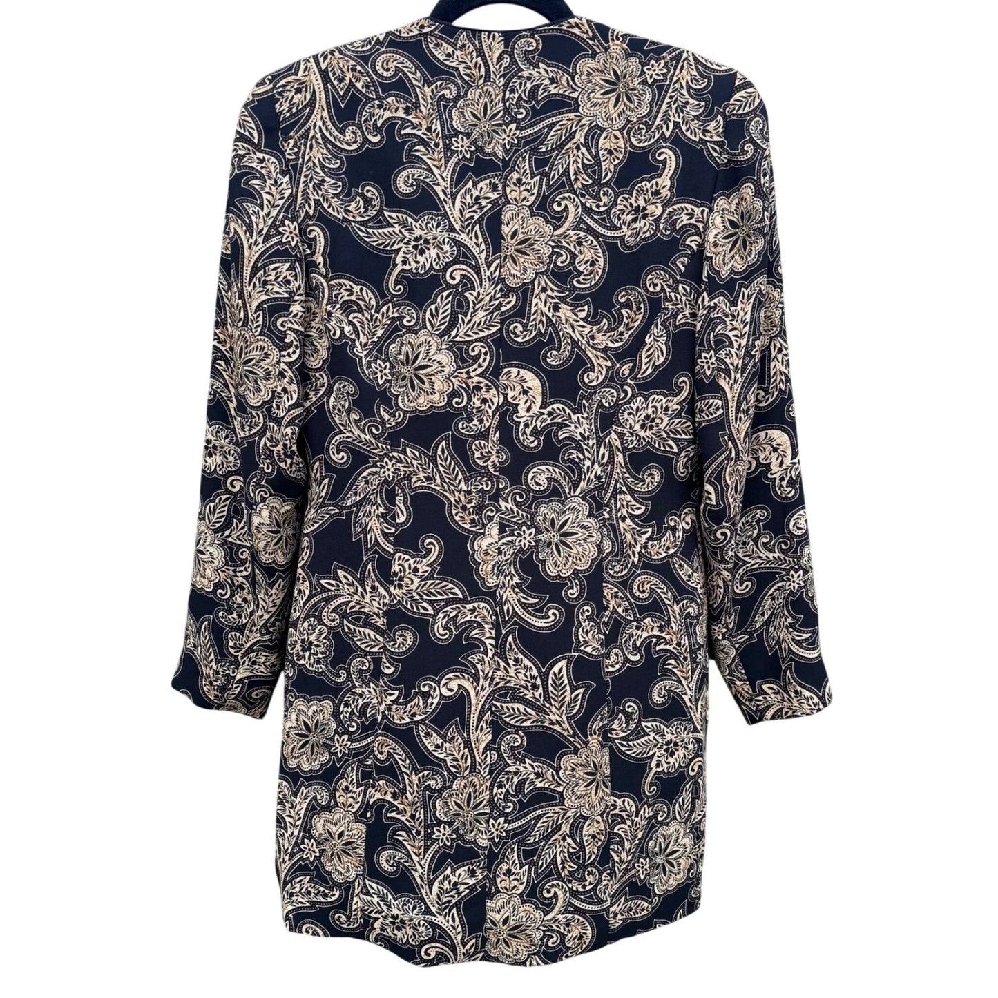 Liz Claiborne Petite Blazer Jacket Black Tan Floral Paisley Frog Button Size 4P