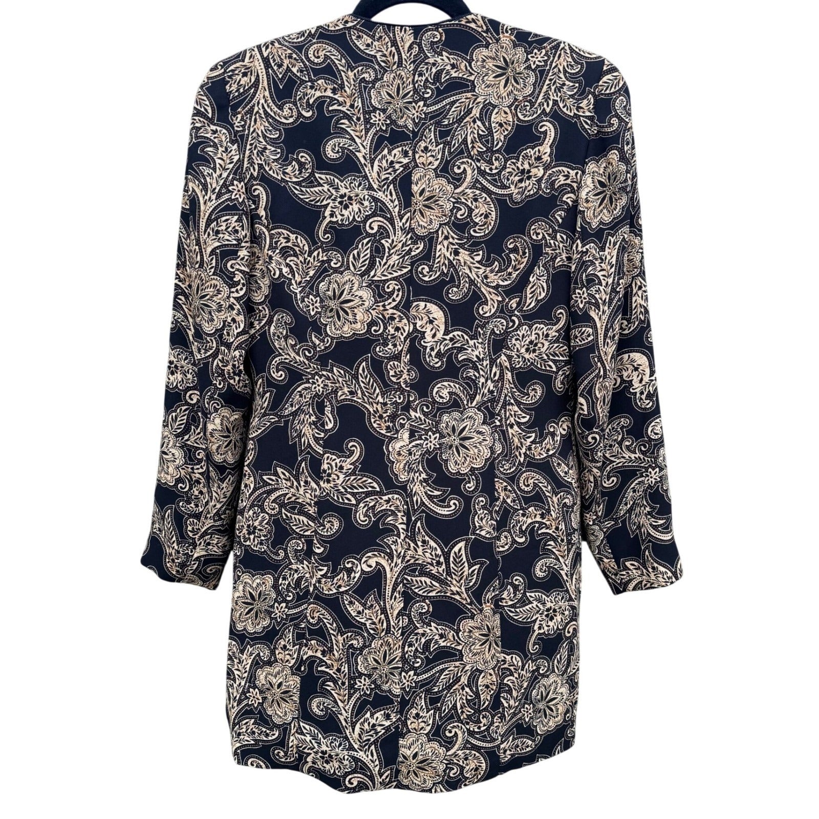 Liz Claiborne Petite Blazer Jacket Black Tan Floral Paisley Frog Button Size 4P