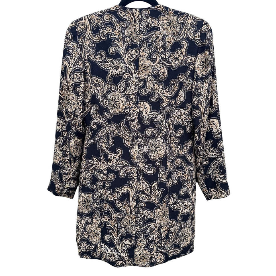 Liz Claiborne Petite Blazer Jacket Black Tan Floral Paisley Frog Button Size 4P