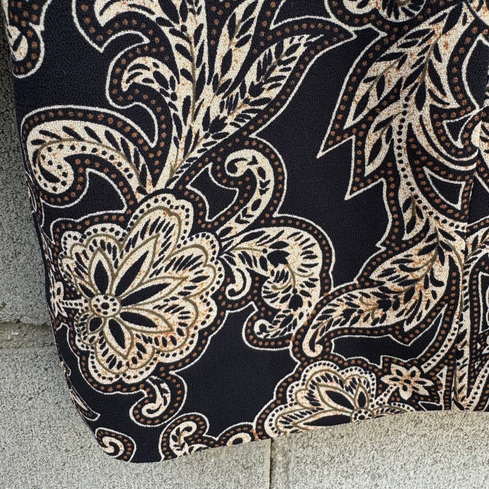 Liz Claiborne Petite Blazer Jacket Black Tan Floral Paisley Frog Button Size 4P