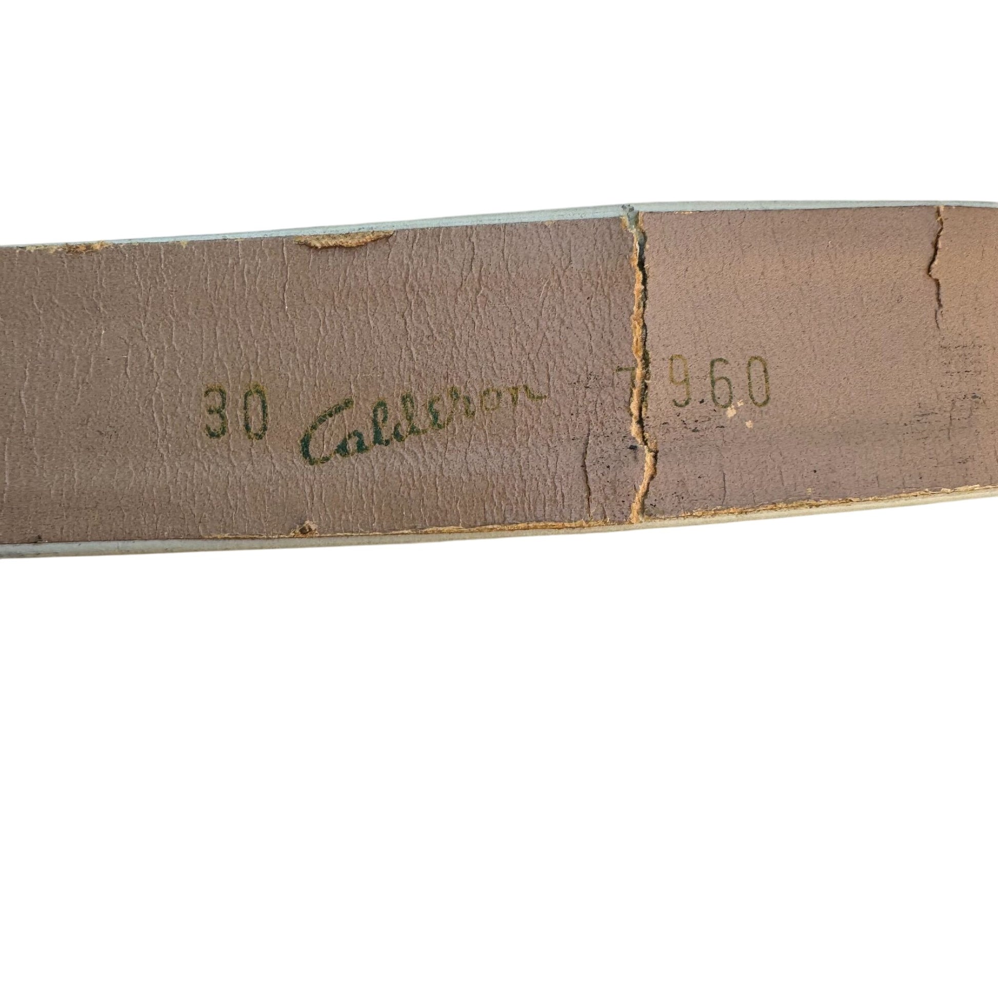 Calderon Vintage 60s 70s Womens Beige Oval Buckle Classic Design Leather Belt 30