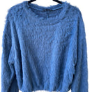 Switch Zara Shaggy Furry Eyelash Knit Faux Fur Cozy Boxy Sweater Cobalt Blue Womens L 3 image