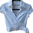Switch Louis Verdad Y2K Minimalist Tailored Preppy Chic Cotton Wrap Shirt Tie Waist S 3 image