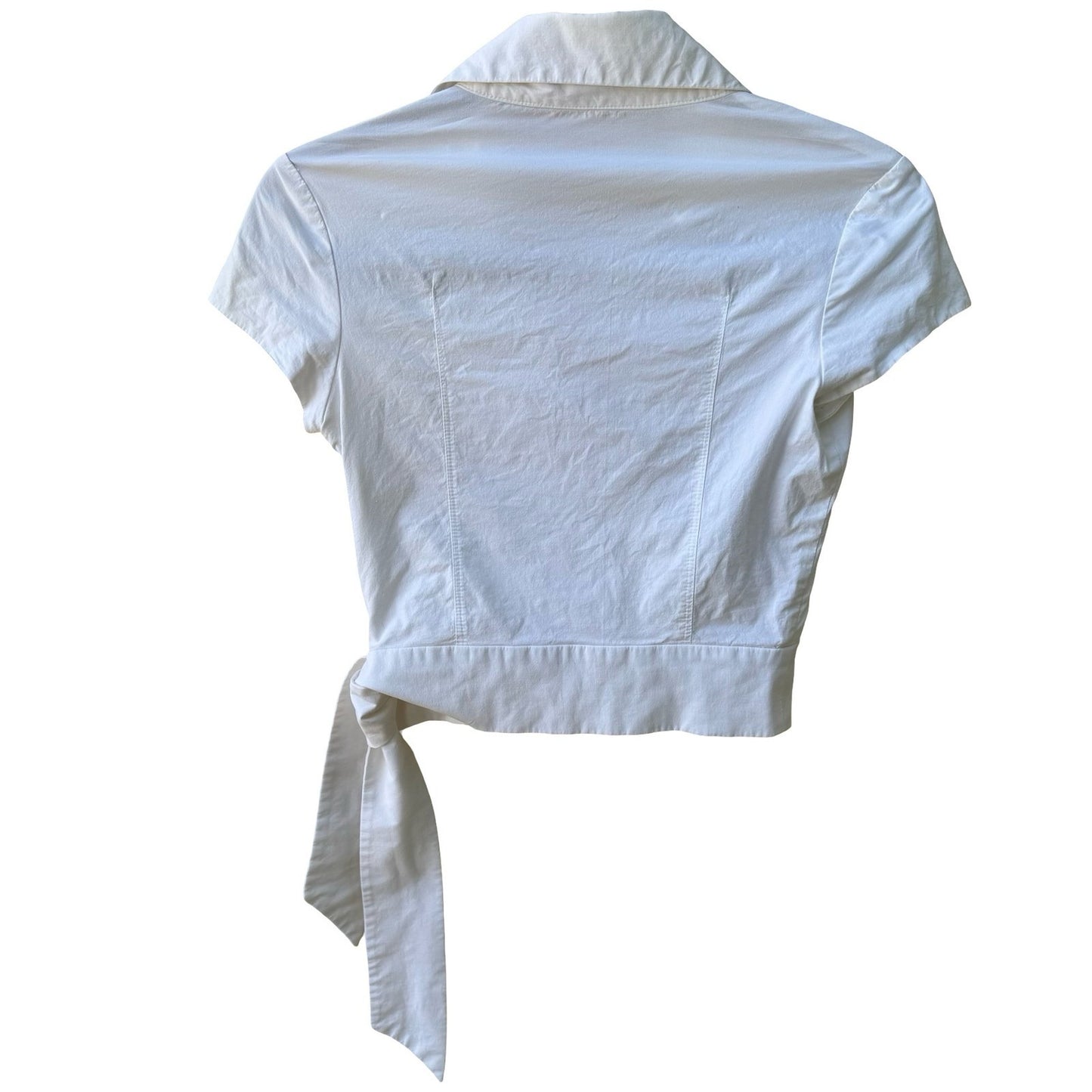 Louis Verdad Y2K Minimalist Tailored Preppy Chic Cotton Wrap Shirt Tie Waist S